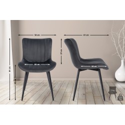 Conjunto de 2 sillones Largo, de terciopelo, gris oscuro