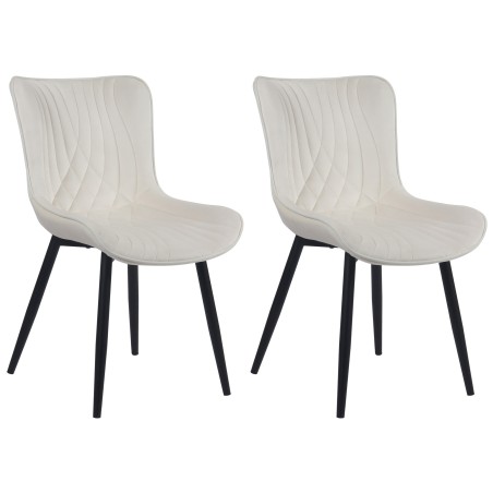 Juego de 2 sillas Brady en terciopelo color crema