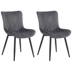 Juego de 2 sillones Brady, de terciopelo, gris oscuro