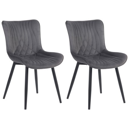 Juego de 2 sillones Brady, de terciopelo, gris oscuro