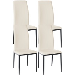 Juego de 4 sillas de comedor Savino, piel sintética, color crema