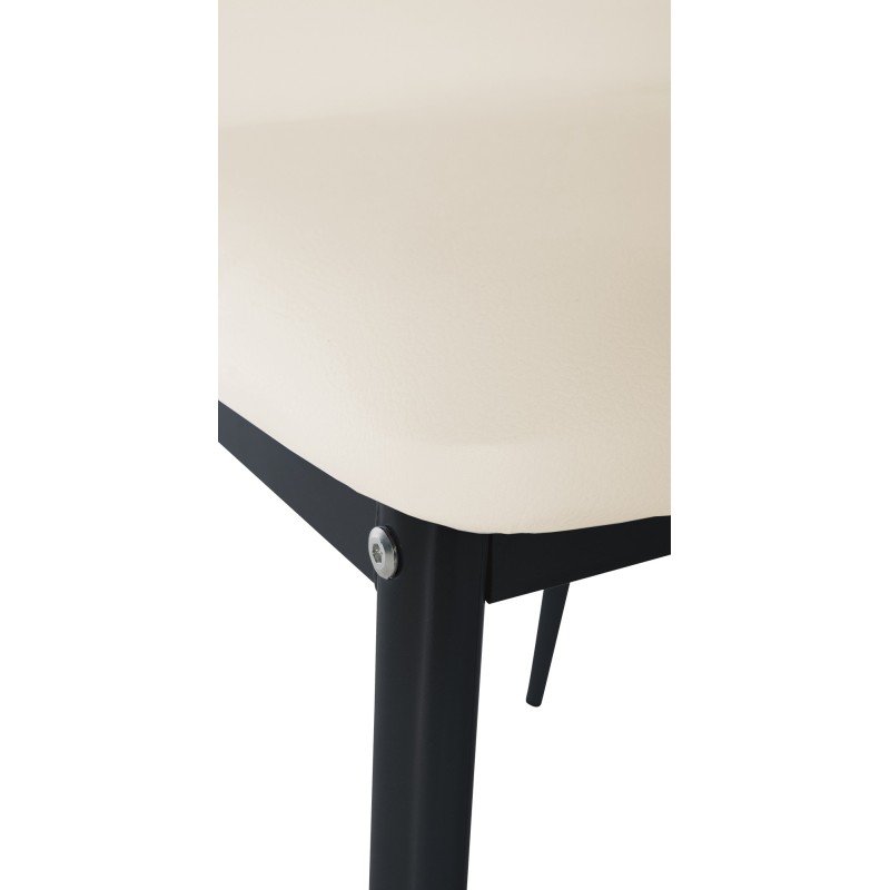 Juego de 4 sillas de comedor Savino, piel sintética, color crema