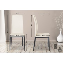 Juego de 4 sillas de comedor Savino, piel sintética, color crema