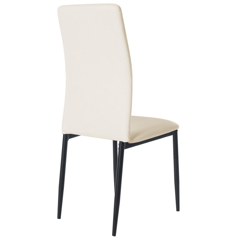 Juego de 6 sillas de comedor Savino, piel sintética, color crema