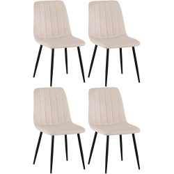 Juego de 4 sillas Dijon de terciopelo color crema