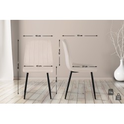 Juego de 4 sillas Dijon de terciopelo color crema