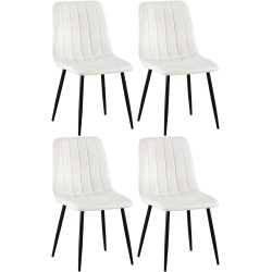 Juego de 4 sillas Dijon en terciopelo blanco crema