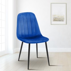 Silla de comedor Baxter, terciopelo, azul