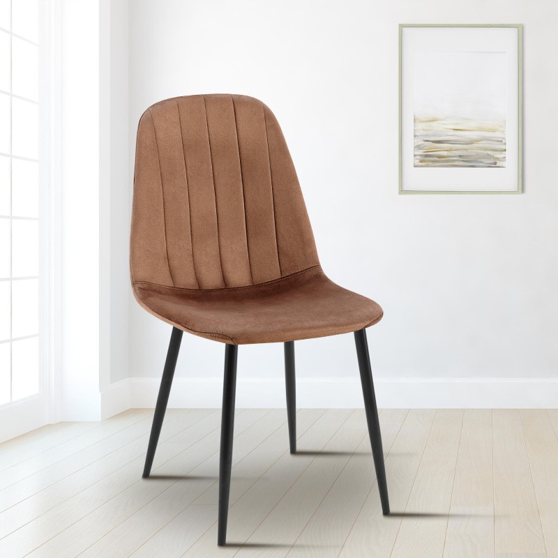 Silla de comedor Baxter, terciopelo, marrón