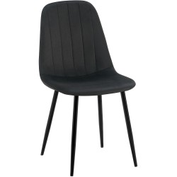 Silla de comedor Baxter, terciopelo, negra