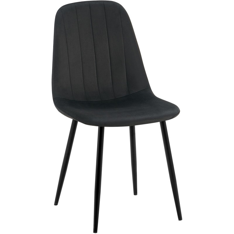Silla de comedor Baxter, terciopelo, negra