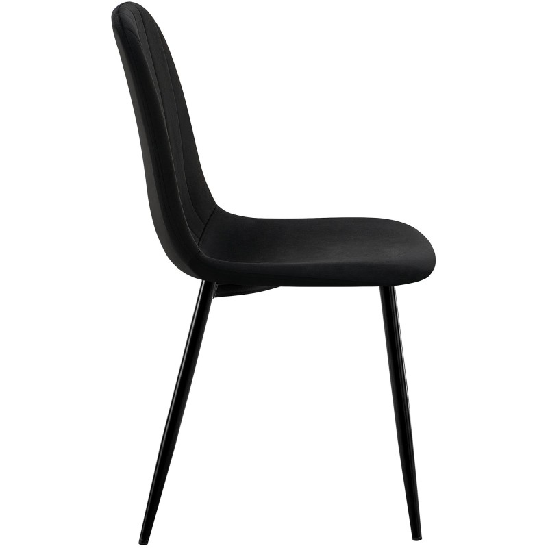 Silla de comedor Baxter, terciopelo, negra