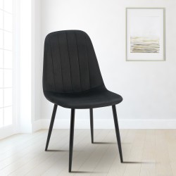 Silla de comedor Baxter, terciopelo, negra