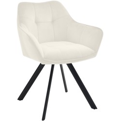 Silla de comedor Scott, terciopelo, color crema