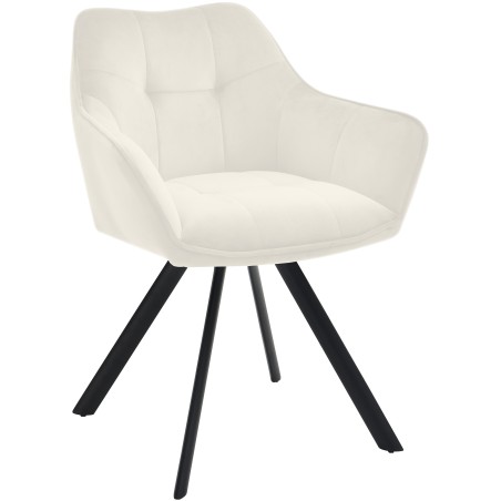 Silla de comedor Scott, terciopelo, color crema