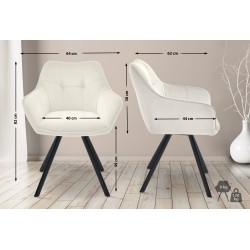 Silla de comedor Scott, terciopelo, color crema