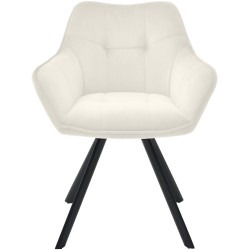 Silla de comedor Scott, terciopelo, color crema