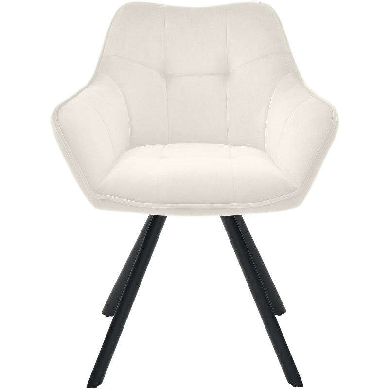 Silla de comedor Scott, terciopelo, color crema