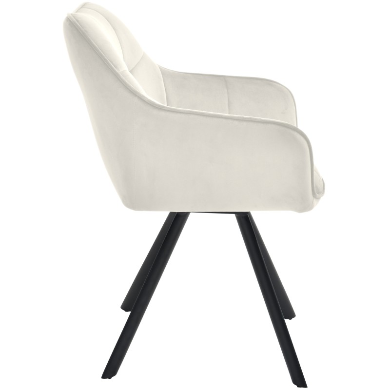 Silla de comedor Scott, terciopelo, color crema