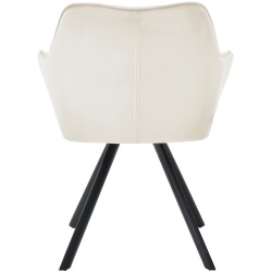 Silla de comedor Scott, terciopelo, color crema