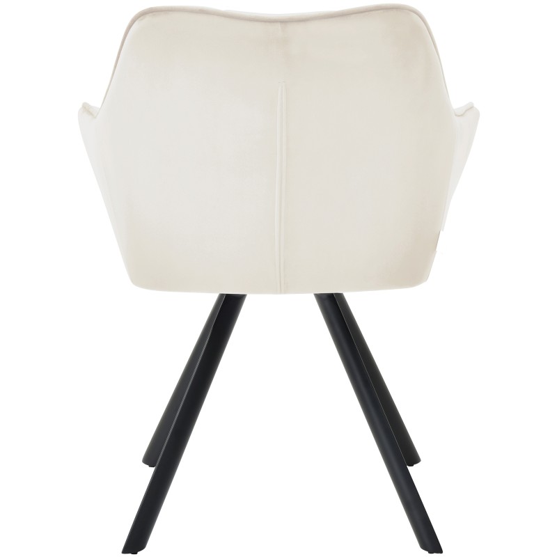 Silla de comedor Scott, terciopelo, color crema