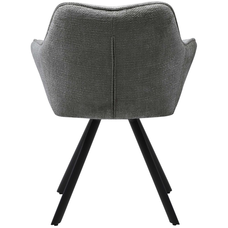 Silla de comedor Scott, tapizada en tela gris oscuro.