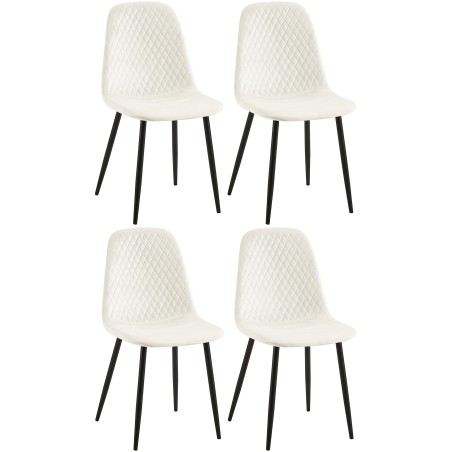 Juego de 4 sillas Giverny en terciopelo blanco crema