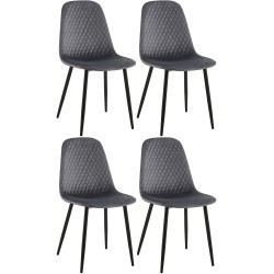 Juego de 4 sillas Giverny en terciopelo gris oscuro