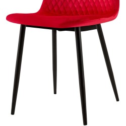 Juego de 4 sillas Giverny en terciopelo rojo