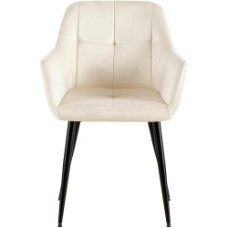 Juego de 2 sillas de comedor Emia en terciopelo color crema