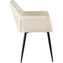 Juego de 2 sillas de comedor Emia en terciopelo color crema