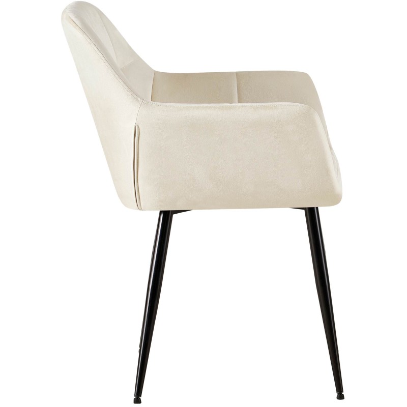 Juego de 2 sillas de comedor Emia en terciopelo color crema