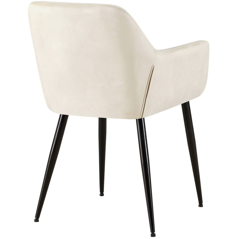 Juego de 2 sillas de comedor Emia en terciopelo color crema