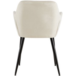 Juego de 2 sillas de comedor Emia en terciopelo color crema