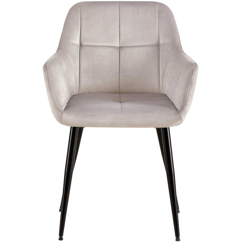 Juego de 2 sillas de comedor Emia en terciopelo gris claro