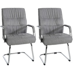 Juego de 2 sillas de visita Sievert, tapizadas en tela, color gris claro