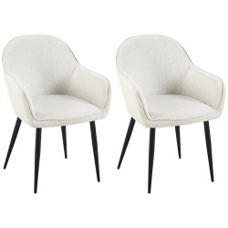 Juego de 2 sillas de comedor Boise, tapizadas en tela color crema.