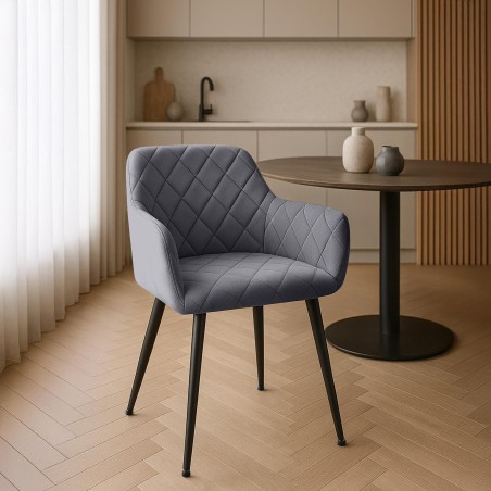 Silla de comedor Monett, terciopelo B, gris oscuro