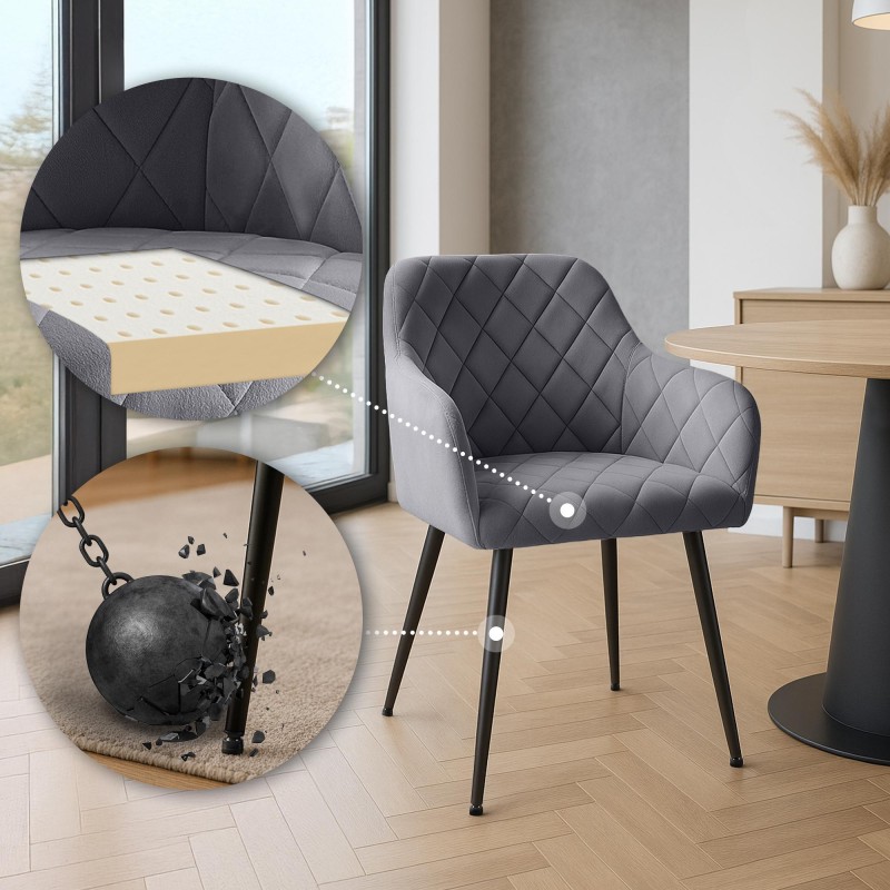 Silla de comedor Monett, terciopelo B, gris oscuro