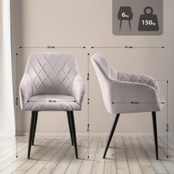 Silla de comedor Monett, terciopelo B, gris