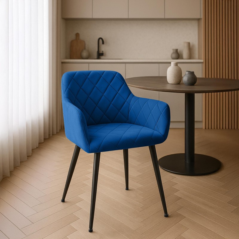 Silla de comedor Monett, terciopelo B, azul oscuro