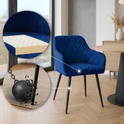 Silla de comedor Monett, terciopelo B, azul oscuro