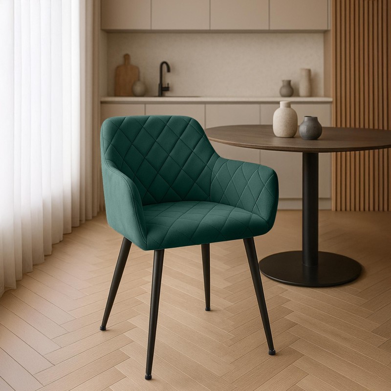 Silla de comedor Monett, terciopelo, verde