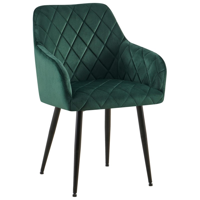 Silla de comedor Monett, terciopelo, verde