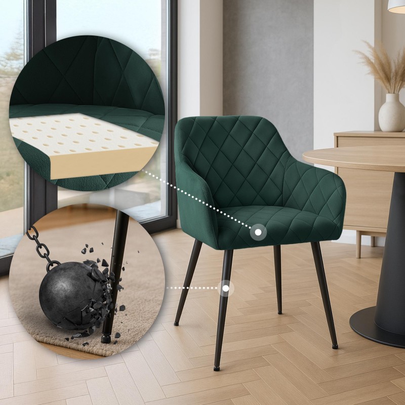 Silla de comedor Monett, terciopelo, verde