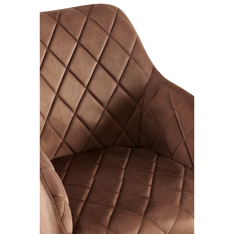 Silla de comedor Monett en terciopelo marrón