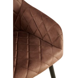 Silla de comedor Monett en terciopelo marrón