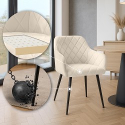 Silla de comedor Monett, terciopelo, B, crema