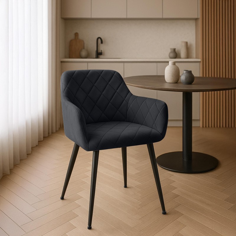Silla de comedor Monett, terciopelo B, negra
