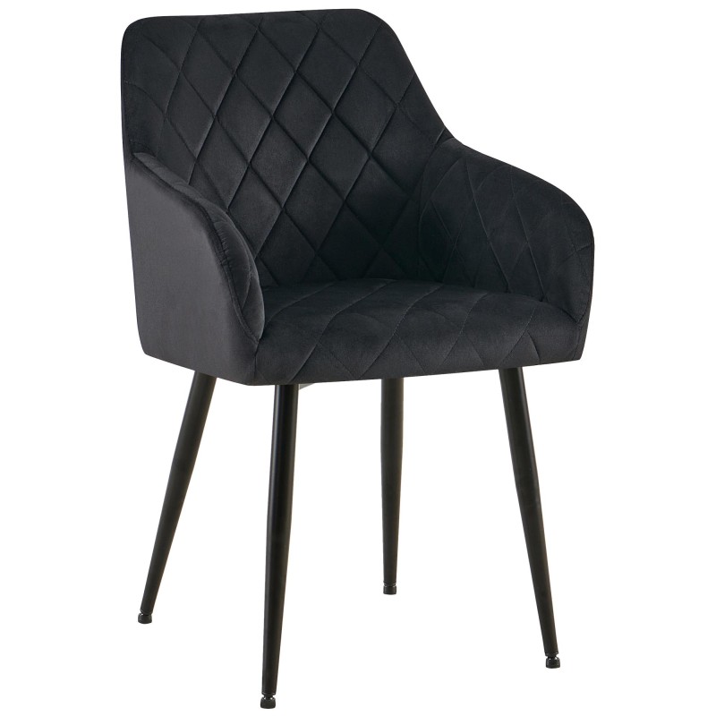 Silla de comedor Monett, terciopelo B, negra